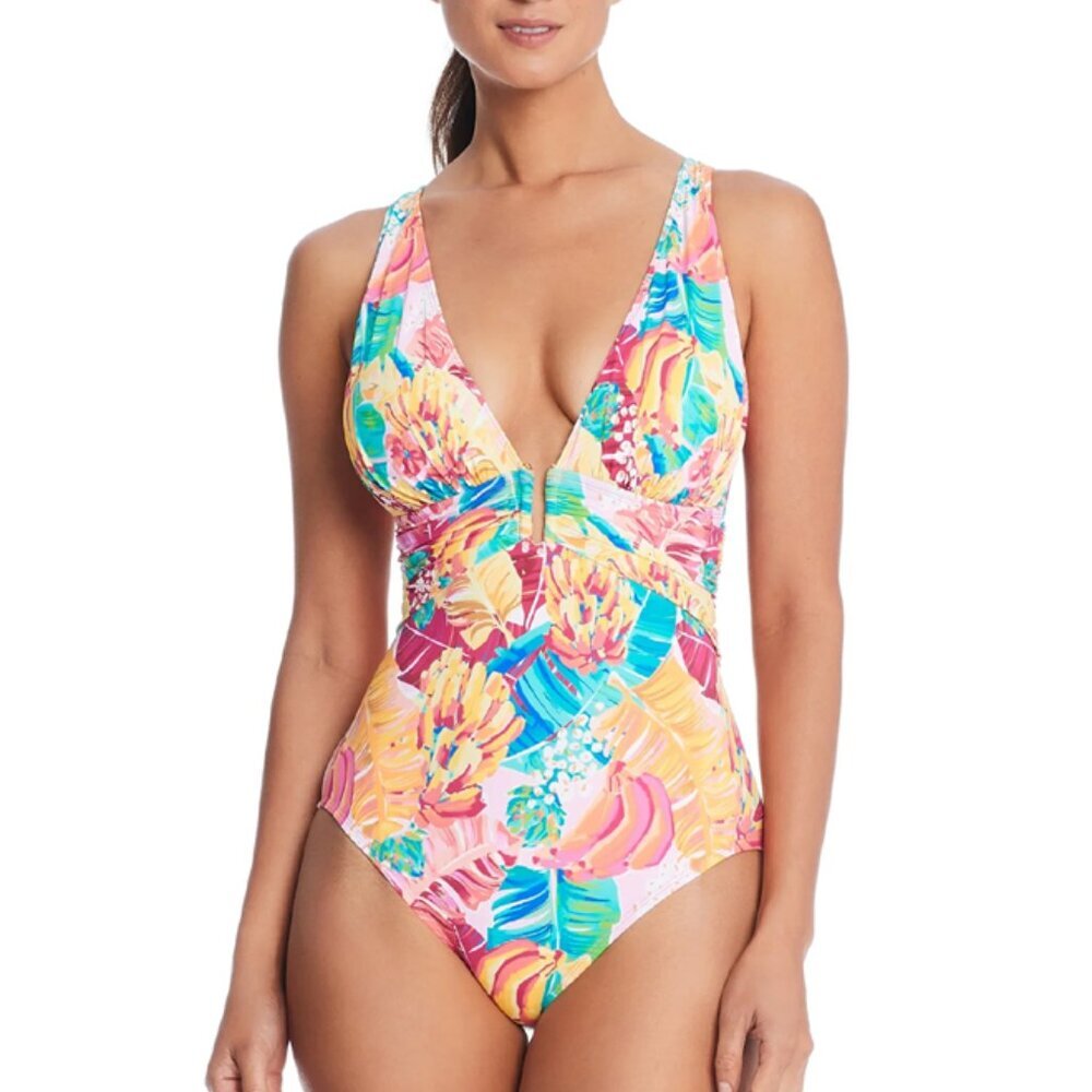 NWT Bleu Rod Beattie I Like It Plunge One Piece Swimsuit 10
